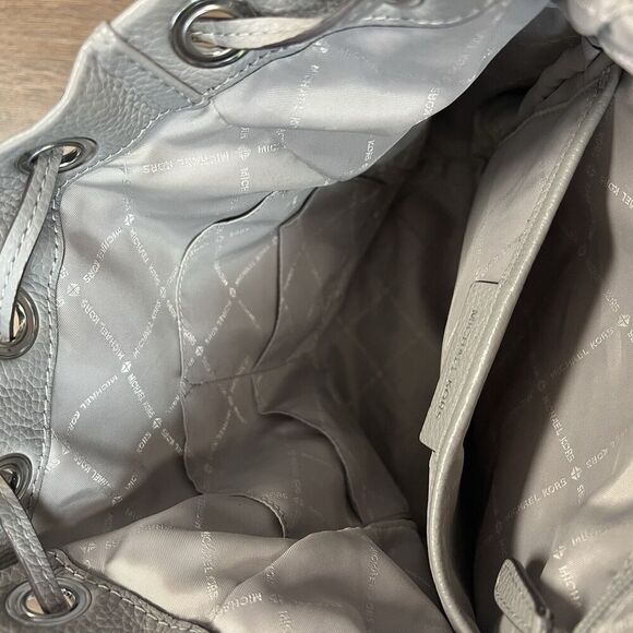 Michael Kors Riley rhinestone studded gray pebble drawstring leather backpack - Picture 10 of 10